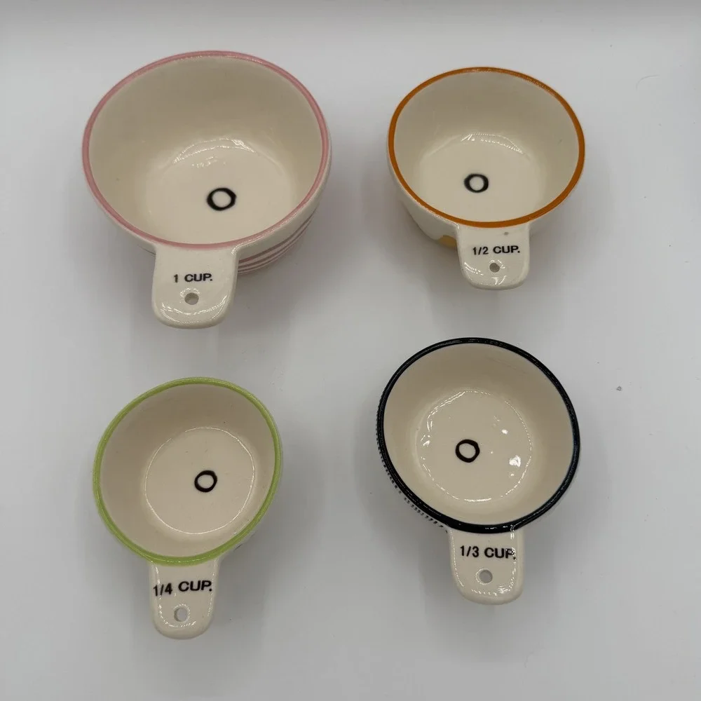 Rae Dunn Magenta Measuring Cup Set Ceramic Kitchen Baking Cooking Farmhouse Rare